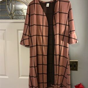 Plaid Open-Front Blazer in Pink and Black